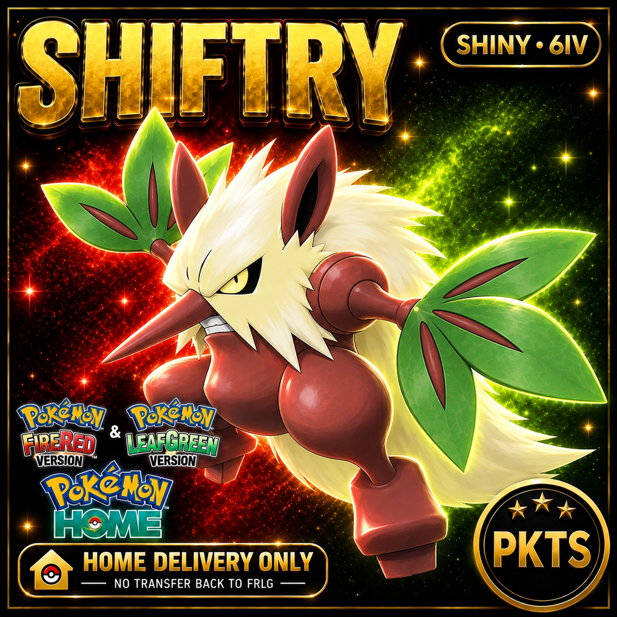Shiny Shiftry. Pokémon HOME delivery only; no transfer back to FRLG.