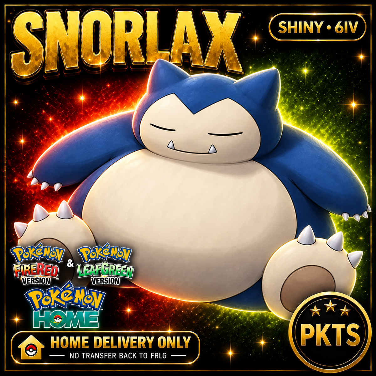 Shiny Snorlax. Pokémon HOME delivery only; no transfer back to FRLG.