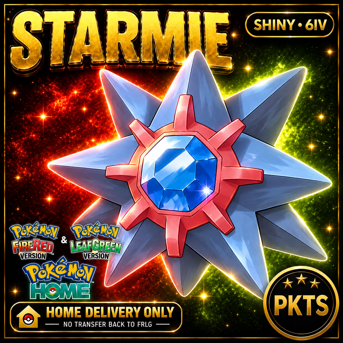 Shiny Starmie. Pokémon HOME delivery only; no transfer back to FRLG.