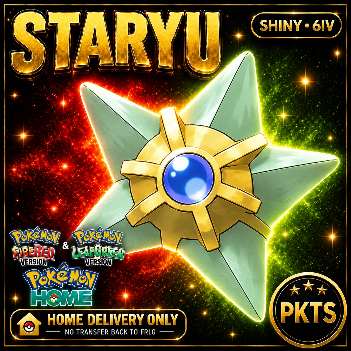Shiny Staryu. Pokémon HOME delivery only; no transfer back to FRLG.