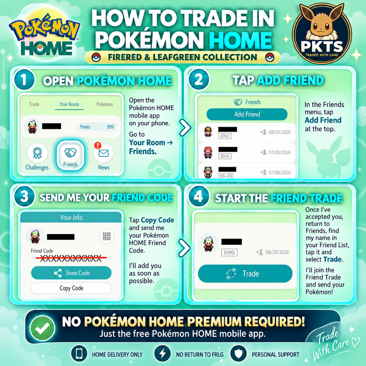 Pokémon HOME Delivery Guide for FireRed and LeafGreen. HOME delivery only; no transfer back to FRLG.