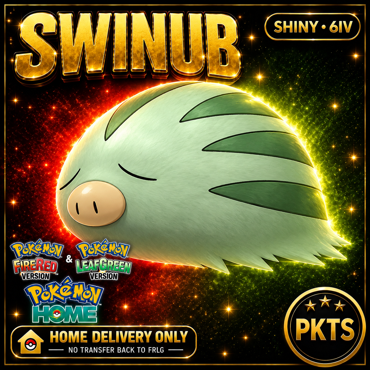 Shiny Swinub. Pokémon HOME delivery only; no transfer back to FRLG.