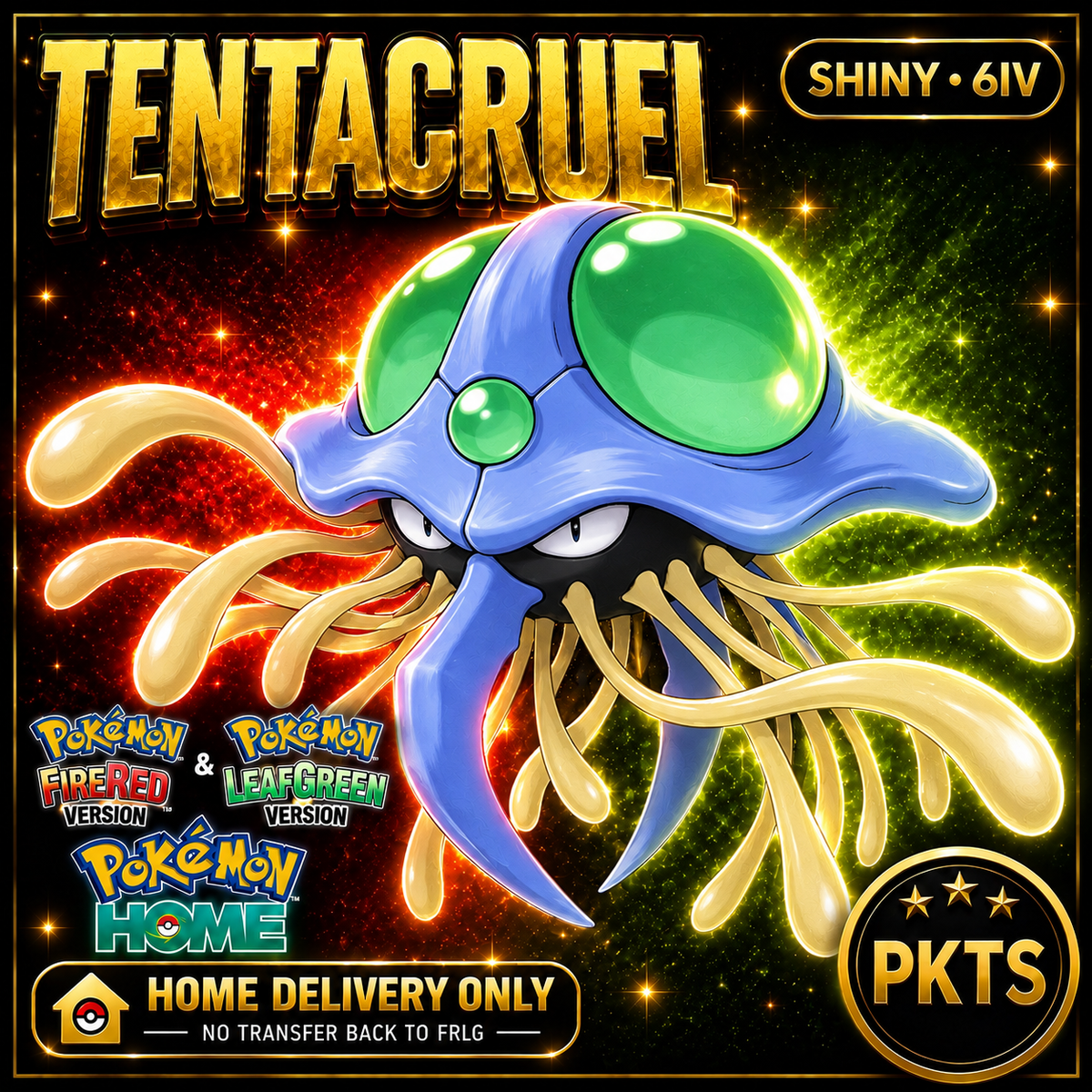 Shiny Tentacruel. Pokémon HOME delivery only; no transfer back to FRLG.