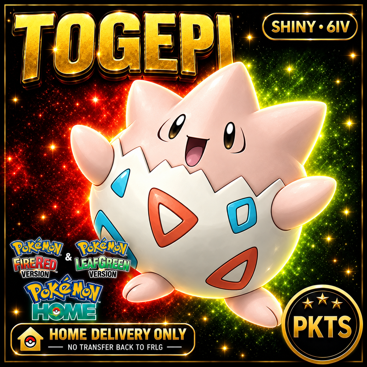 Shiny Togepi. Pokémon HOME delivery only; no transfer back to FRLG.