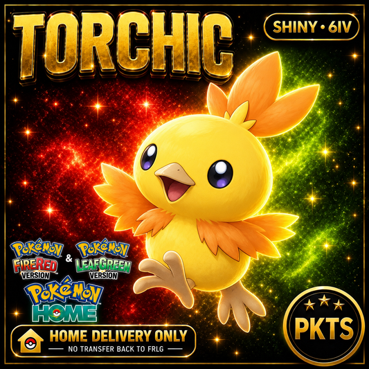 Shiny Torchic. Pokémon HOME delivery only; no transfer back to FRLG.