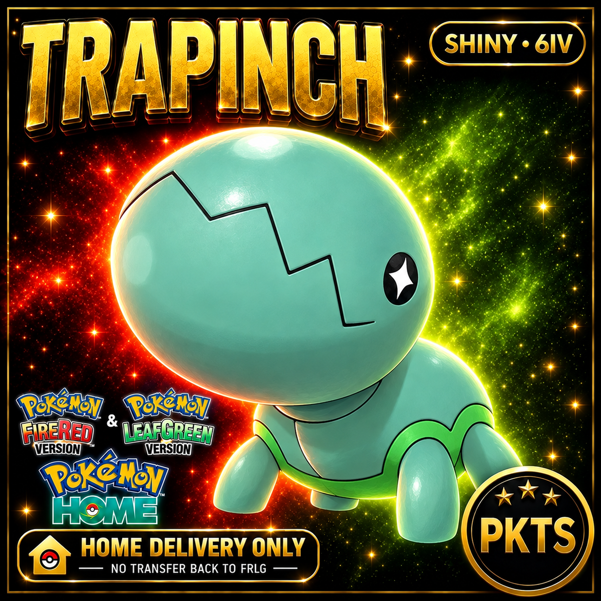 Shiny Trapinch — HOME DELIVERY ONLY; NO TRANSFER BACK TO FRLG