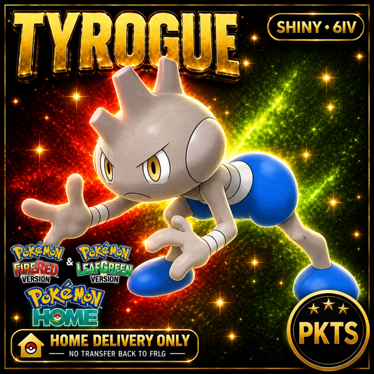 Shiny Tyrogue. Pokémon HOME delivery only; no transfer back to FRLG.