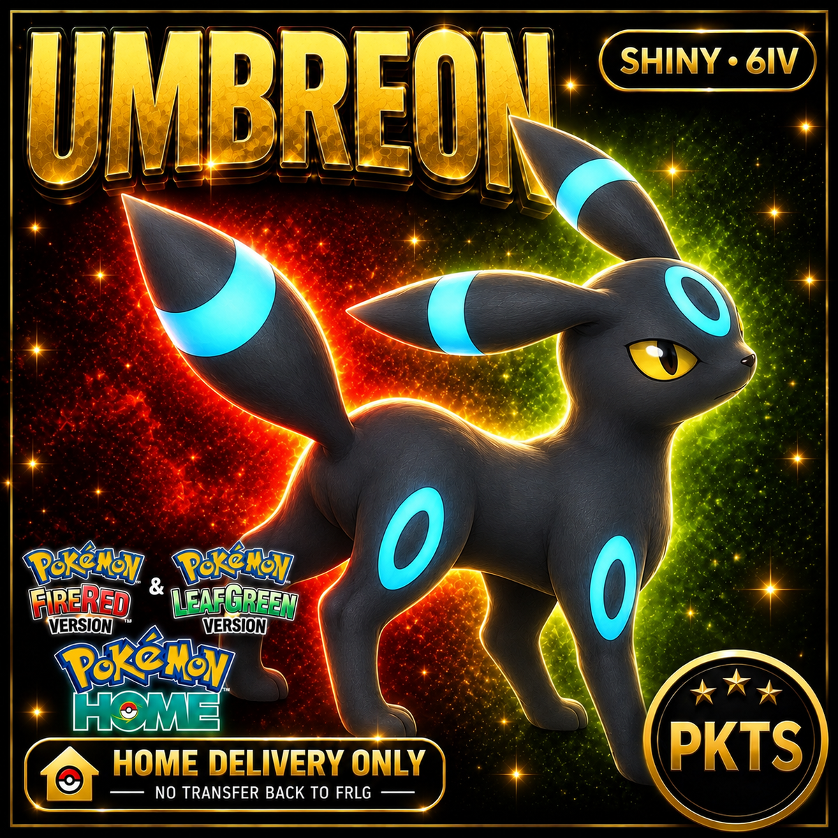Shiny Umbreon. Pokémon HOME delivery only; no transfer back to FRLG.