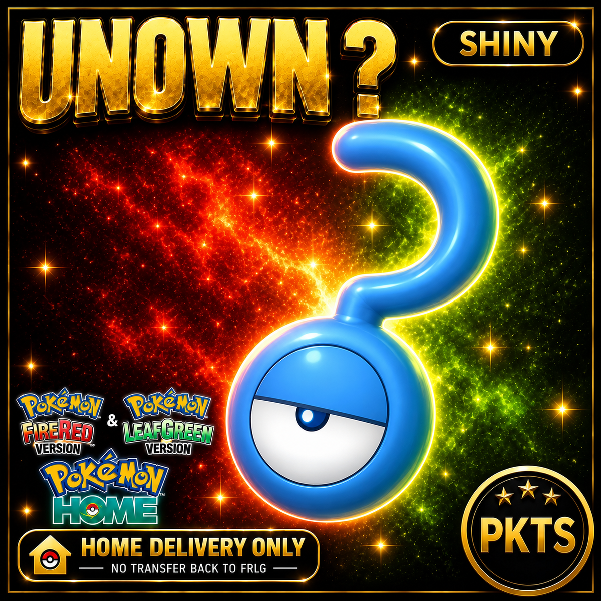Shiny Unown ?. Pokémon HOME delivery only; no transfer back to FRLG.