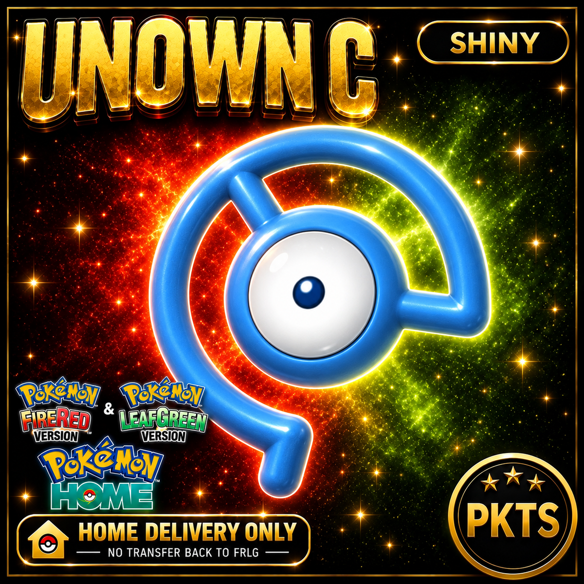 Shiny Unown C. Pokémon HOME delivery only; no transfer back to FRLG.