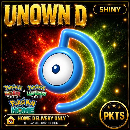 Shiny Unown D. Pokémon HOME delivery only; no transfer back to FRLG.