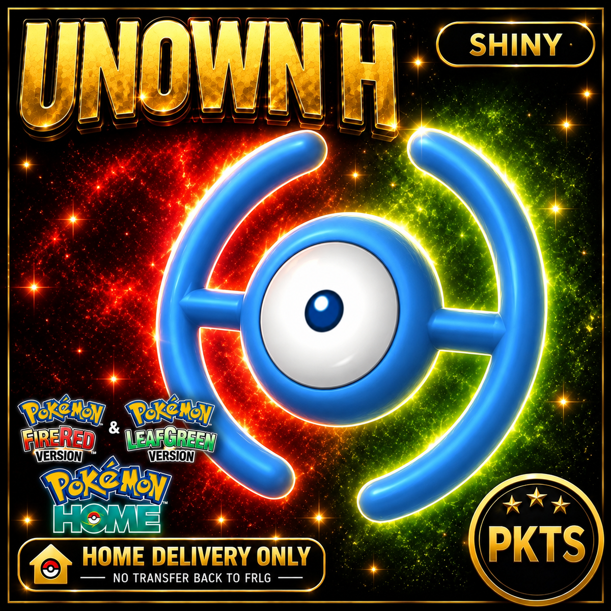Shiny Unown H. Pokémon HOME delivery only; no transfer back to FRLG.