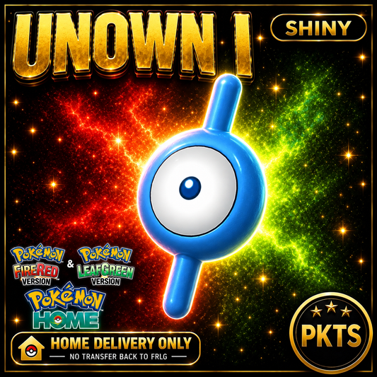 Shiny Unown I. Pokémon HOME delivery only; no transfer back to FRLG.