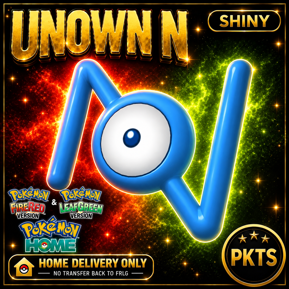 Shiny Unown N. Pokémon HOME delivery only; no transfer back to FRLG.