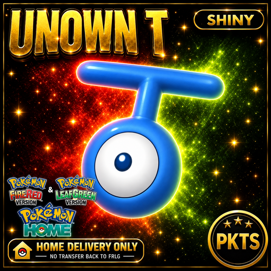 Shiny Unown T. Pokémon HOME delivery only; no transfer back to FRLG.