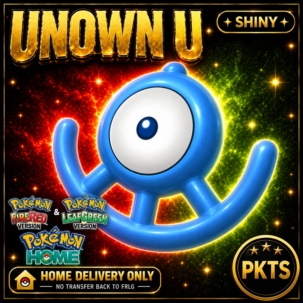 Shiny Unown U. Pokémon HOME delivery only; no transfer back to FRLG.