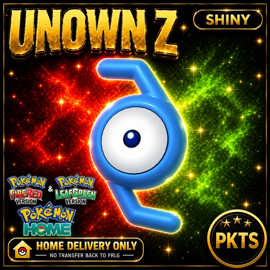Shiny Unown Z. Pokémon HOME delivery only; no transfer back to FRLG.