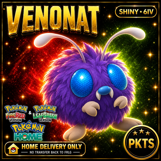 Shiny Venonat. Pokémon HOME delivery only; no transfer back to FRLG.