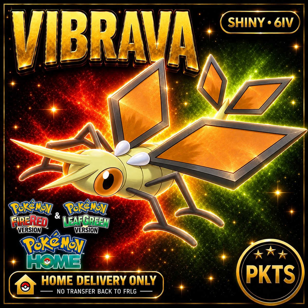 Shiny Vibrava. Pokémon HOME delivery only; no transfer back to FRLG.