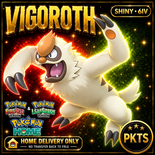 Shiny Vigoroth. Pokémon HOME delivery only; no transfer back to FRLG.
