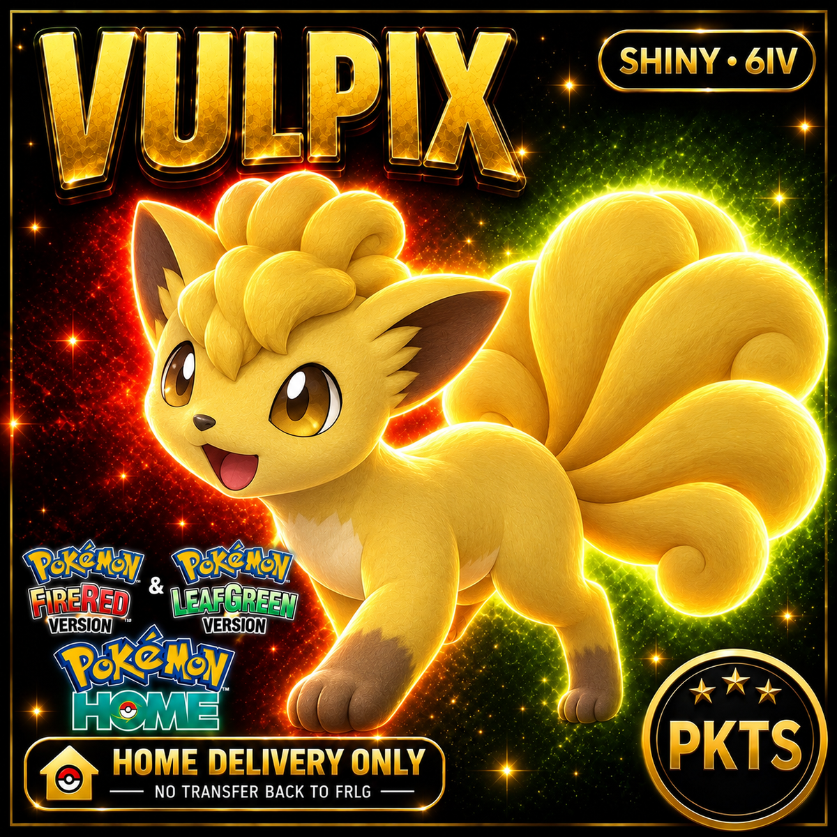 Shiny Vulpix. Pokémon HOME delivery only; no transfer back to FRLG.