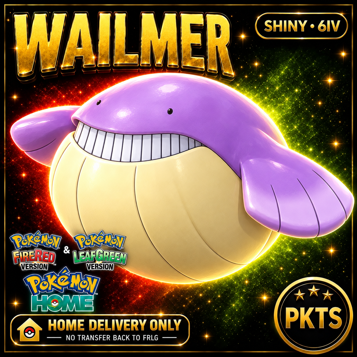Shiny Wailmer — HOME DELIVERY ONLY; NO TRANSFER BACK TO FRLG