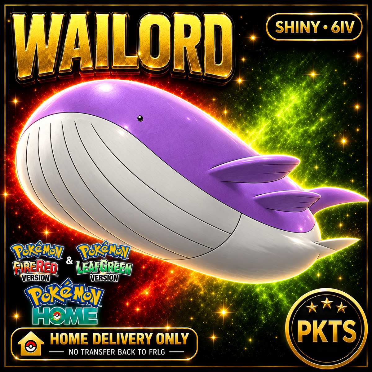 Shiny Wailord. Pokémon HOME delivery only; no transfer back to FRLG.
