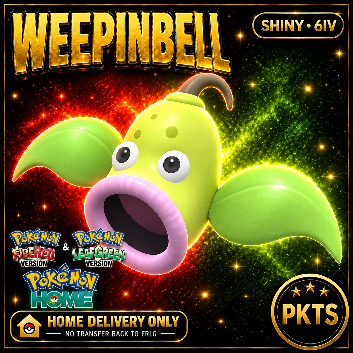Shiny Weepinbell. Pokémon HOME delivery only; no transfer back to FRLG.
