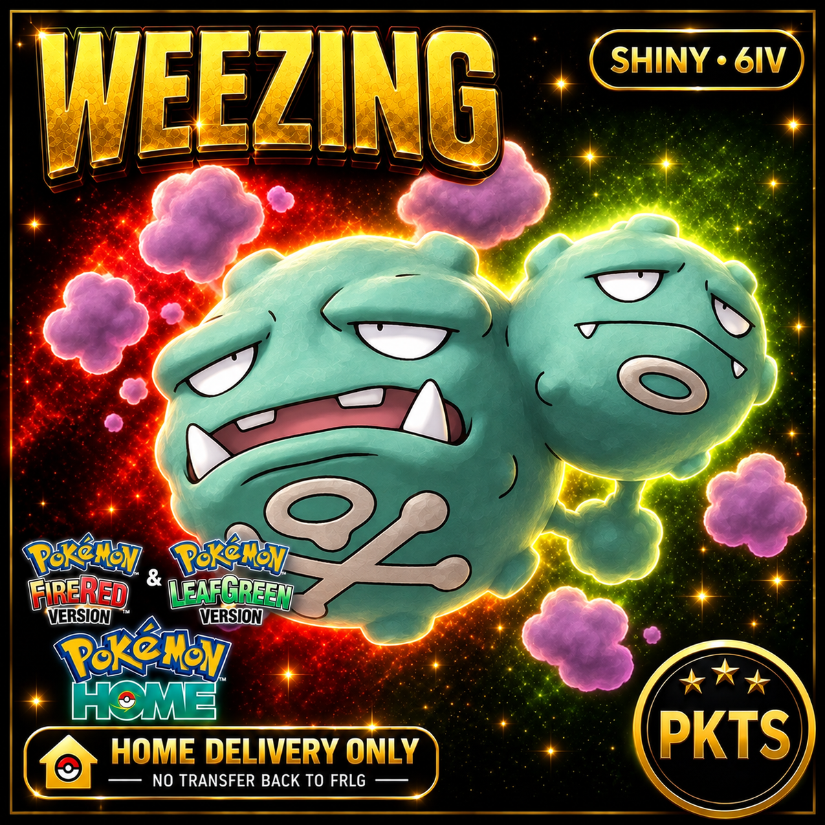 Shiny Weezing. Pokémon HOME delivery only; no transfer back to FRLG.
