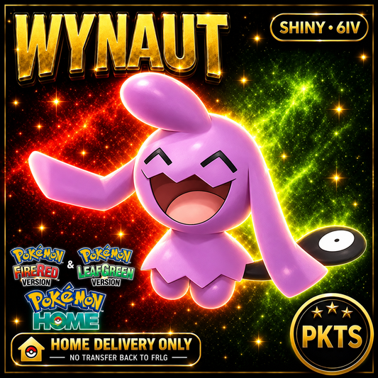 Shiny Wynaut. Pokémon HOME delivery only; no transfer back to FRLG.