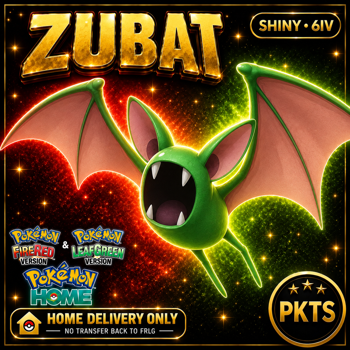 Shiny Zubat. Pokémon HOME delivery only; no transfer back to FRLG.