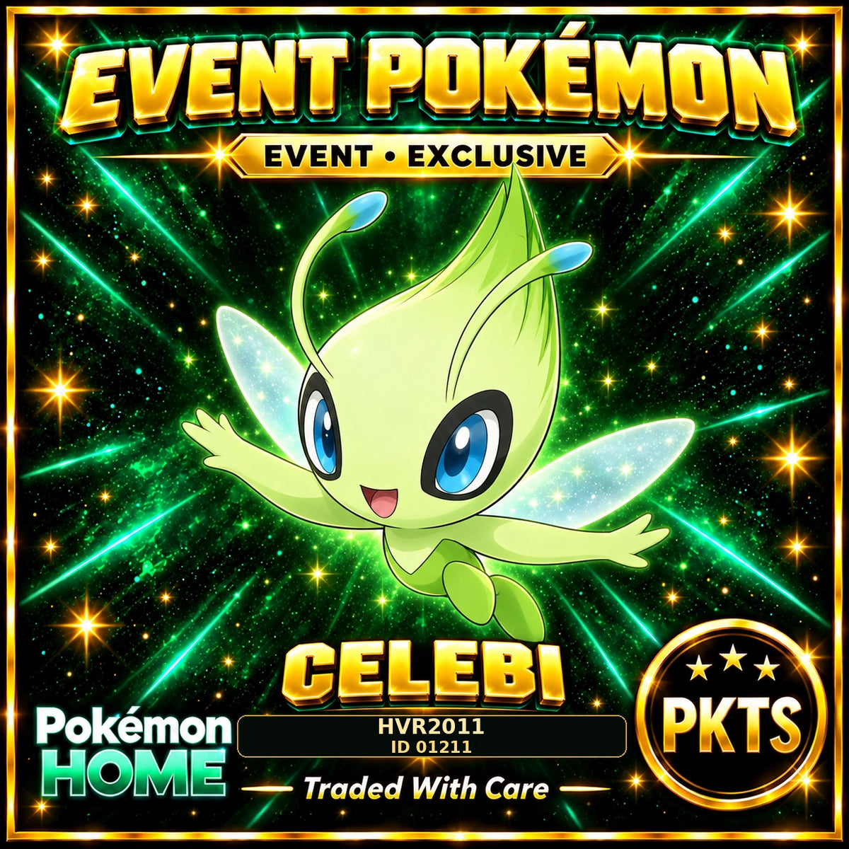 AI-generated illustration: non-shiny Celebi — HVR2011 ID 01211. PKTS EVENT EXCLUSIVE.