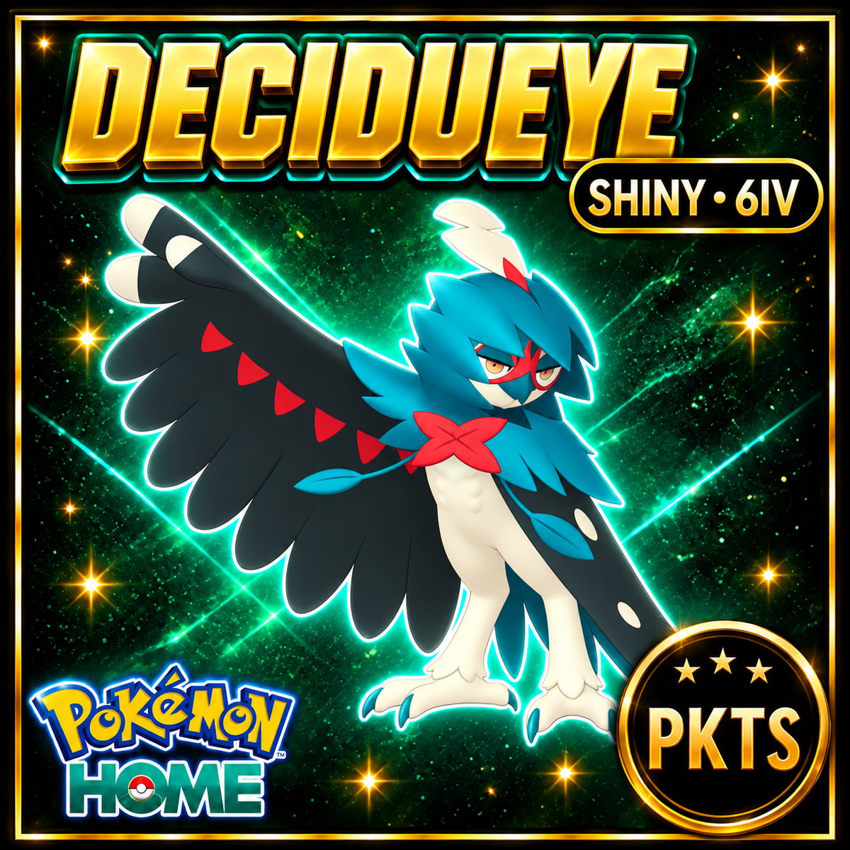 Shiny Decidueye Pokémon Sword Shield 6IV PKTS Image 1