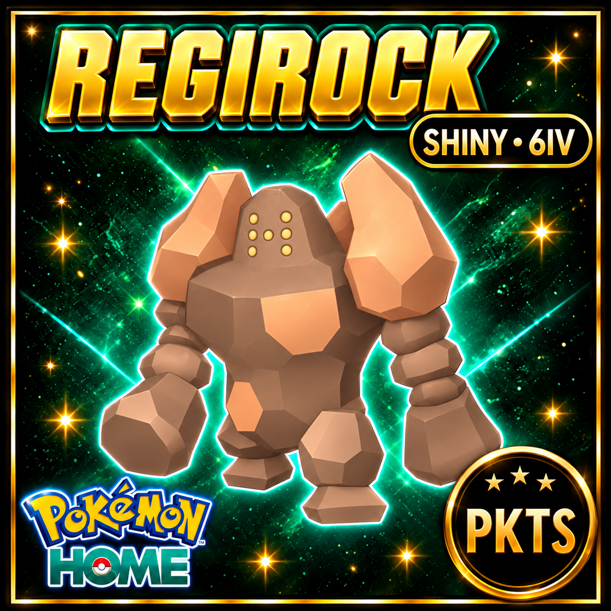 Shiny Regirock Pokémon Sword Shield 6IV PKTS Image 1