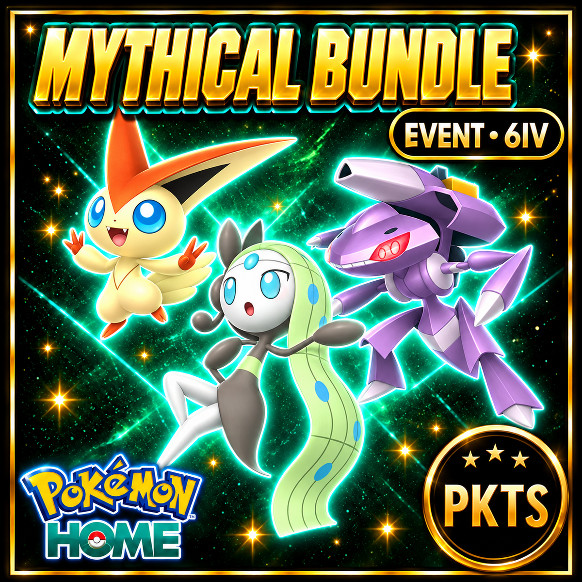 Victini Meloetta Aria Genesect Pokémon HOME Bundle 6IV