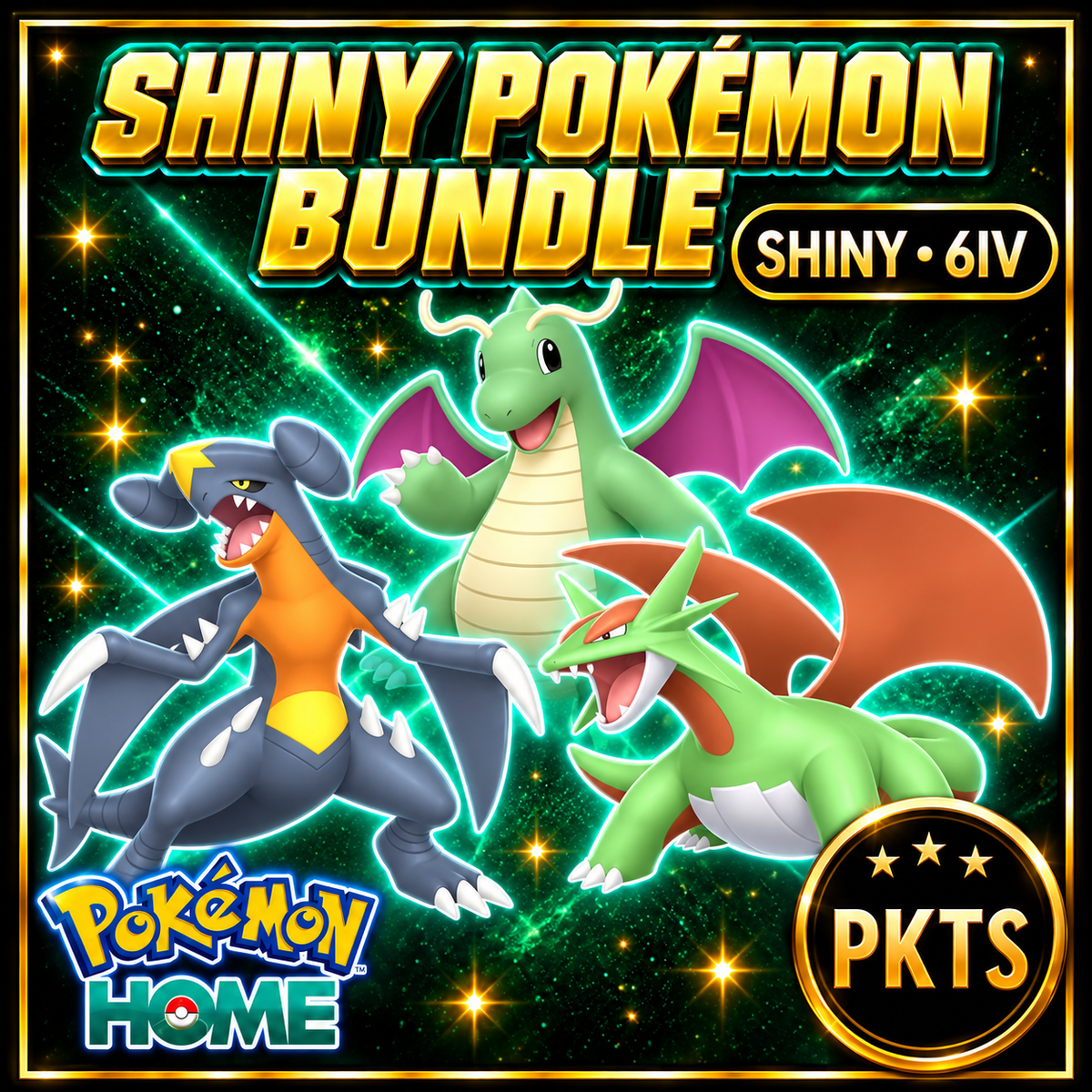 Shiny Garchomp Dragonite Salamence Pokémon HOME Bundle 6IV Competitive Battle Ready - Image 1