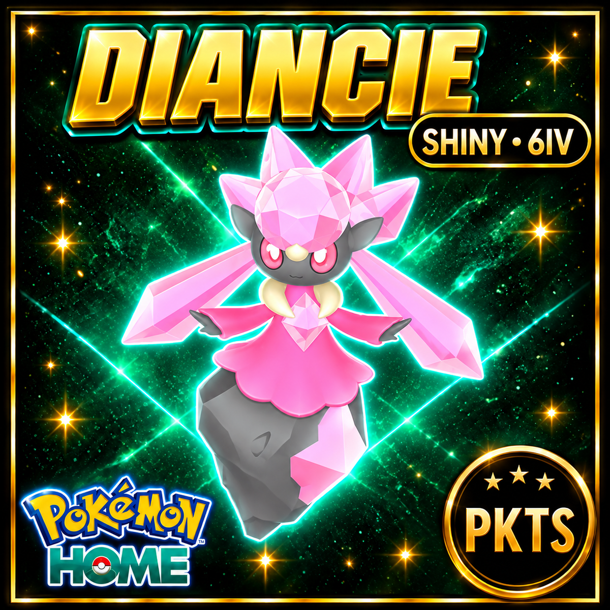 Shiny DIANCIE Pokémon HOME 6IV Competitive Battle Ready - Image 1