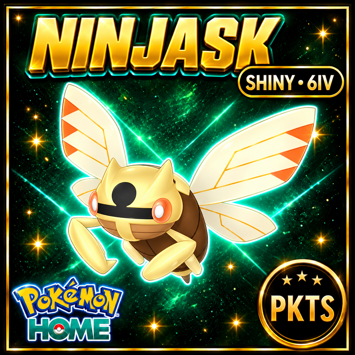 Shiny Ninjask Pokémon Sword Shield 6IV PKTS Image 1