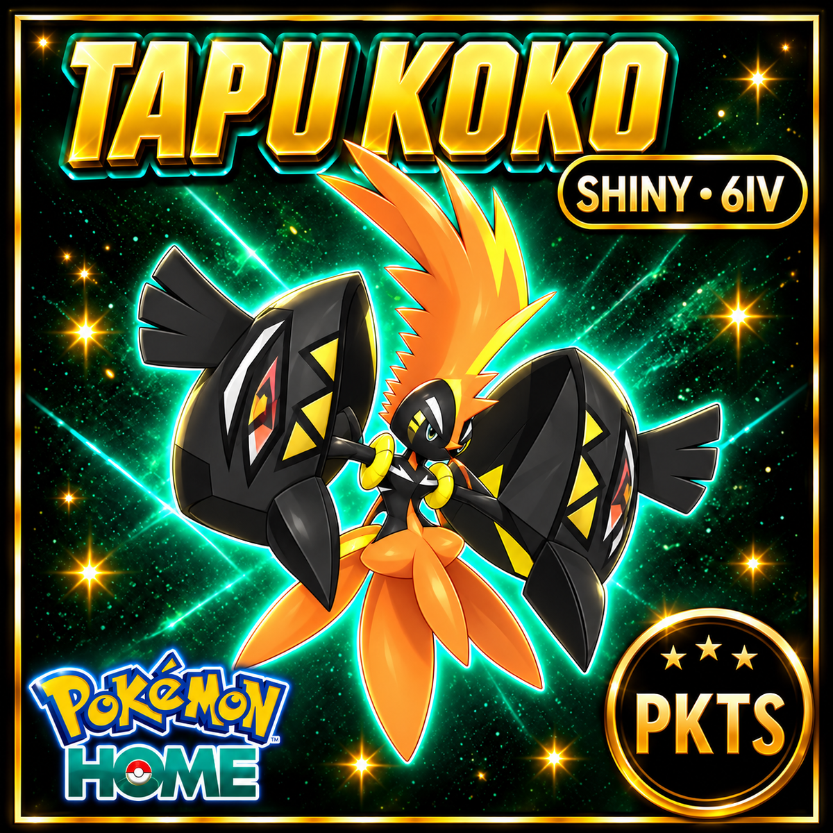 Shiny Tapu Koko Pokémon Sword Shield 6IV PKTS Image 1