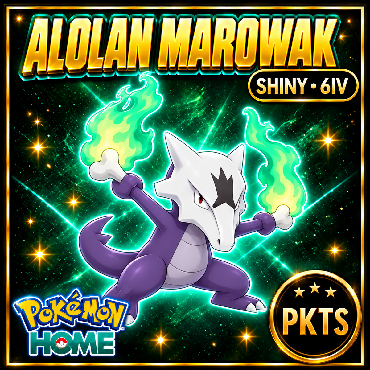 Shiny Alolan MAROWAK Pokémon HOME 6IV Competitive Battle Ready - Image 1