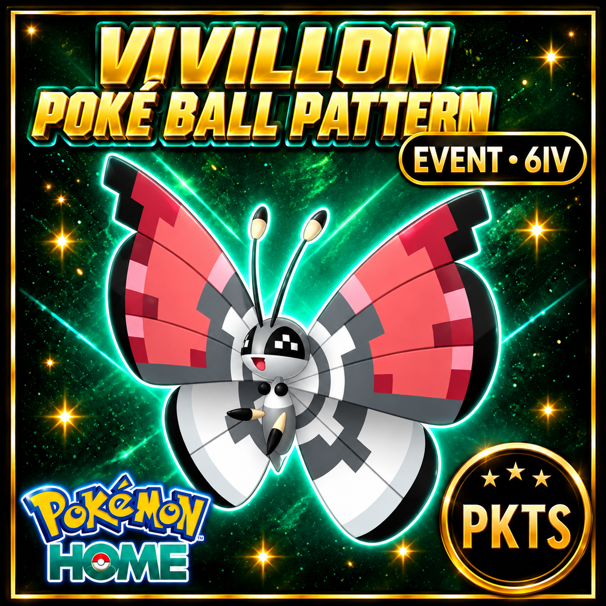 Pokemon HOME Pokeball Vivillon Event Pokémon Home Trade Scarlet Violet, Sword Shield, BdSp, Legends Arceus Bonus Shiny Gift - Image 1
