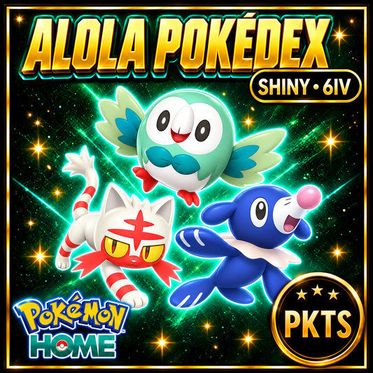 Pokemon HOME 6IV Shiny ALOLA POKEDEX Pokemon Scarlet Violet Pokemon Sword Shield, Pokemon Lets Go, Pokemon BdSp, Pokemon Legends Arceus - Image 1
