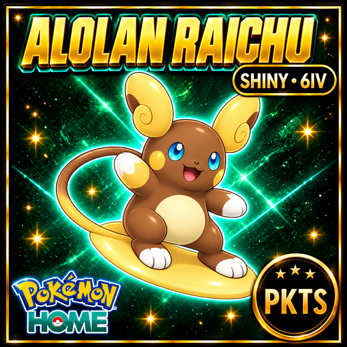 Shiny Alolan Raichu Pokémon Sword Shield 6IV PKTS Image 1