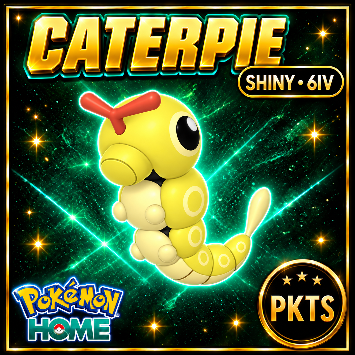 Shiny Caterpie Pokémon HOME 6IV Competitive Battle Ready - Image 1