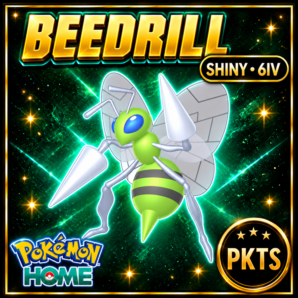 Shiny Beedrill Pokémon HOME 6IV Competitive Battle Ready - Image 1