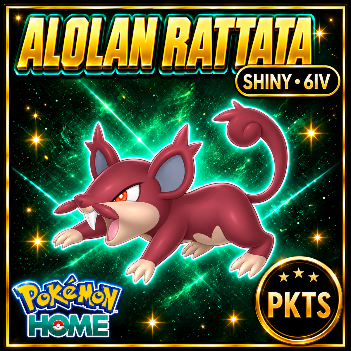 Shiny Alolan Rattata Pokémon HOME 6IV Competitive Battle Ready - Image 1