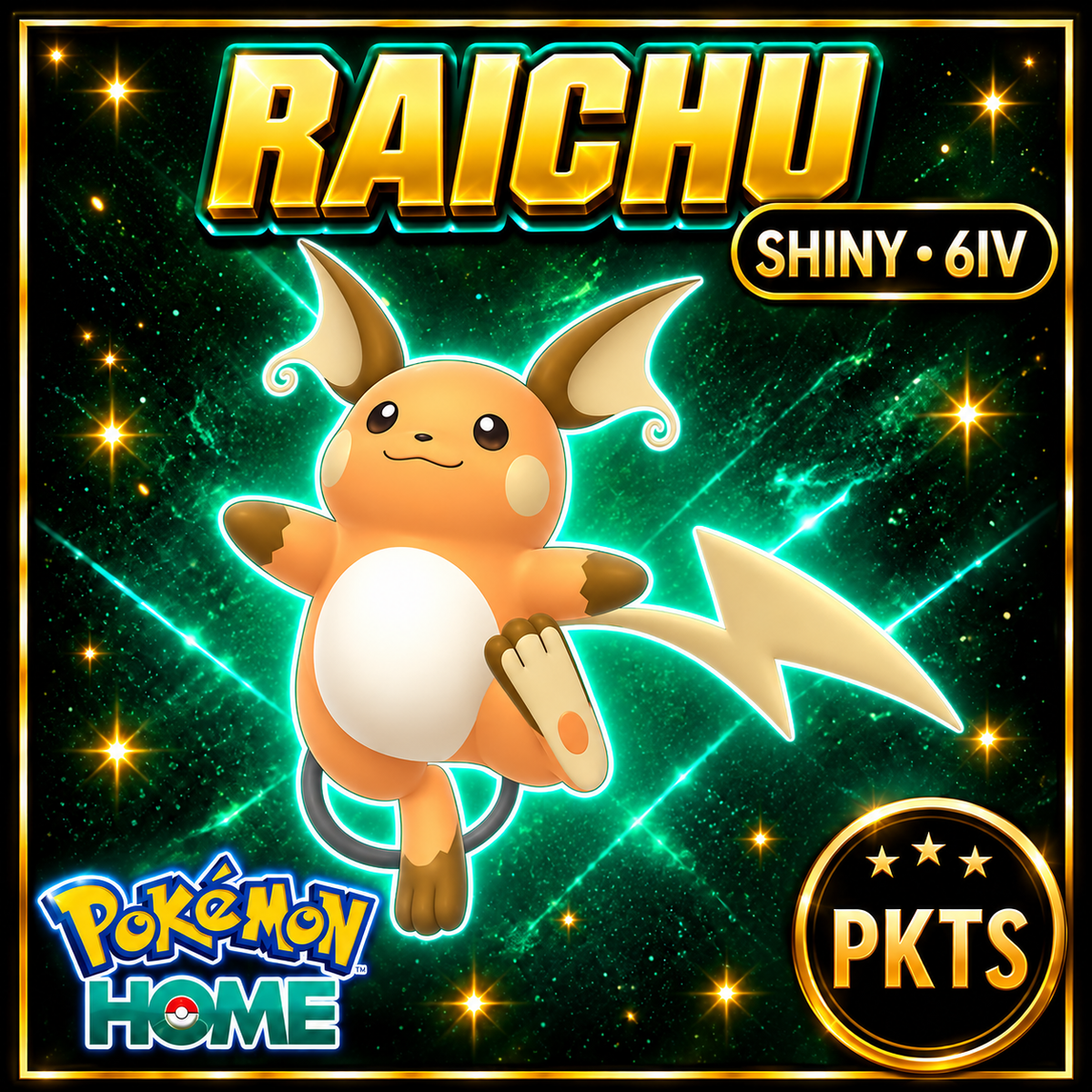 Shiny Raichu Pokémon HOME 6IV Competitive Battle Ready - Image 1