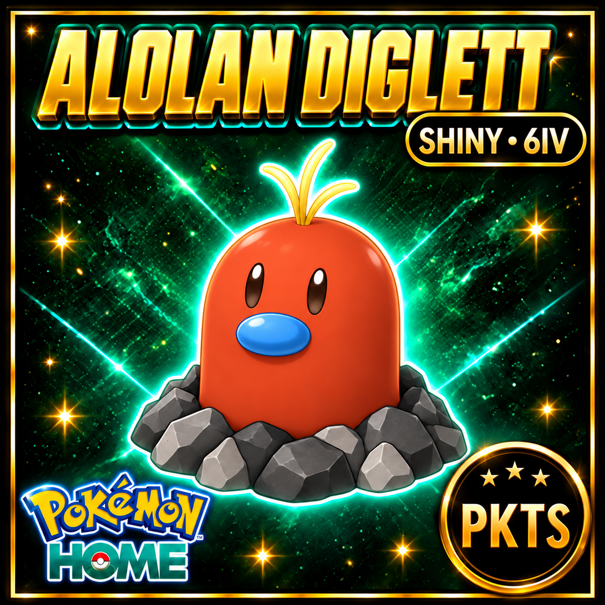 Shiny Alolan Diglett Pokémon HOME 6IV Competitive Battle Ready - Image 1