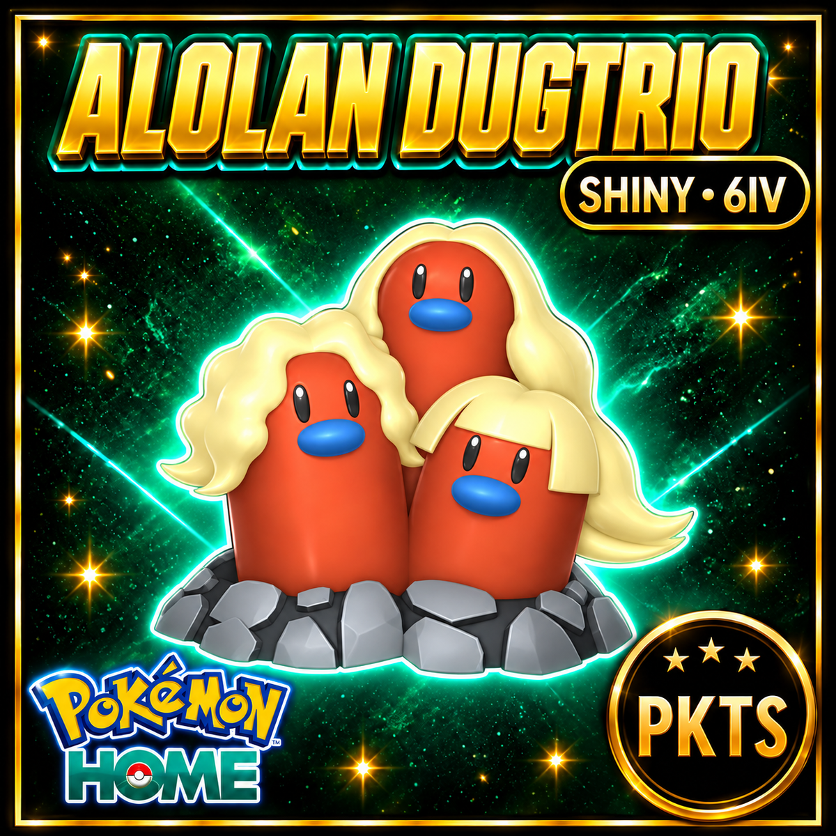 Shiny Alolan Dugtrio Pokémon HOME 6IV Competitive Battle Ready - Image 1