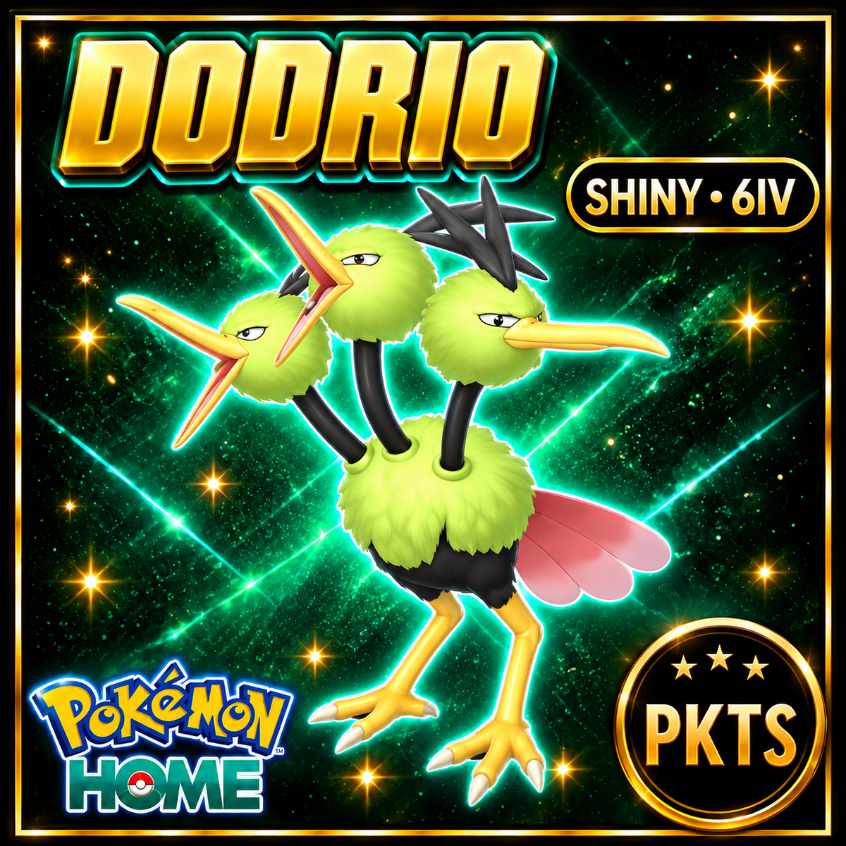 Shiny Dodrio Pokémon HOME 6IV Competitive Battle Ready - Image 1